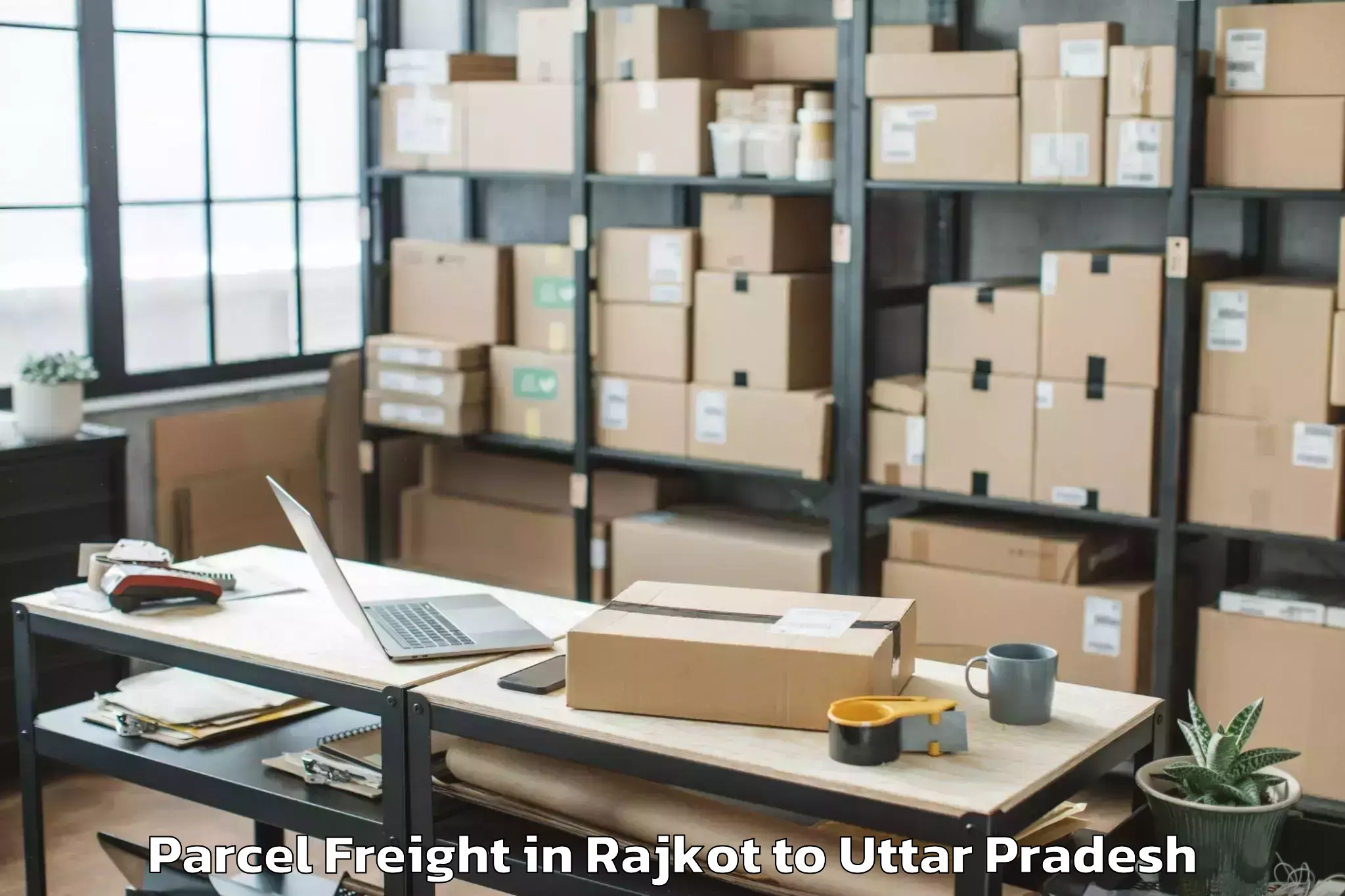 Leading Rajkot to Mahoba Parcel Freight Provider